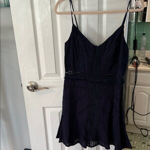 Selfie Leslie Navy Eyelet Lace Spaghetti Strap Dress